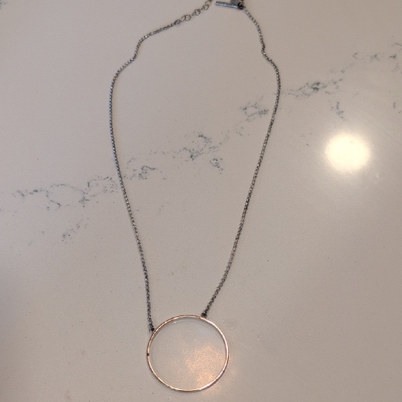 Lele Sadoughi Silver Circle Pendant Necklace - Picture 1 of 3